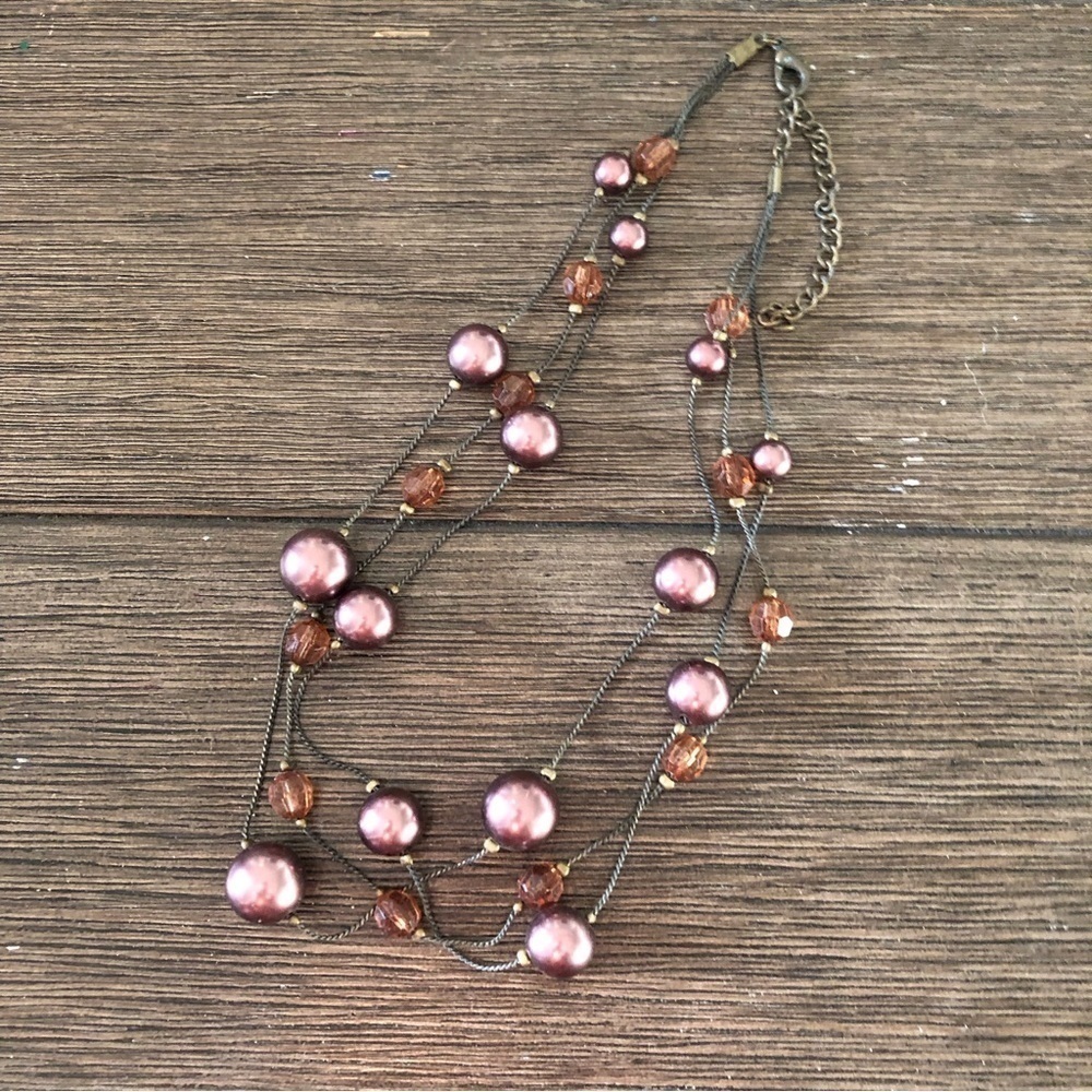 Pink bubble bead layered necklace